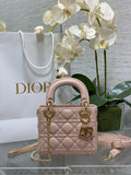 Mini Lady Dior Bag M0505 Powder Pink Cannage Lambskin - Default Title - View 1