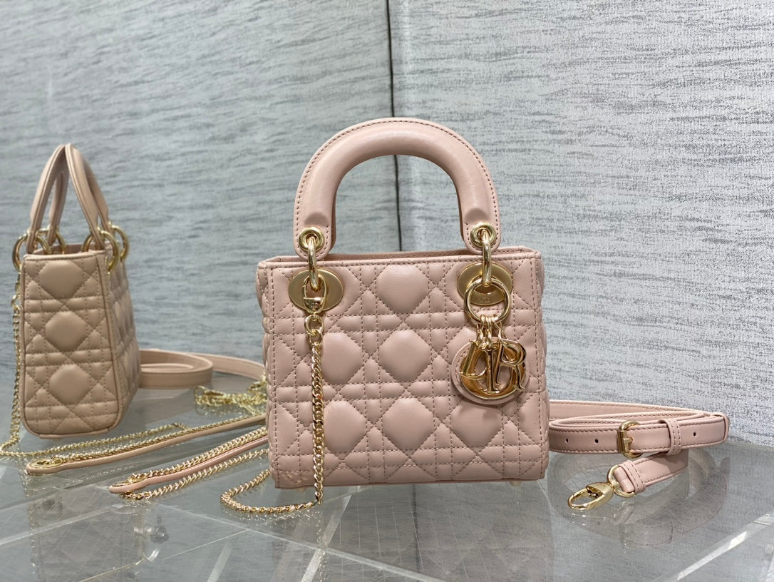 Mini Lady Dior Bag M0505 Powder Pink Cannage Lambskin - Default Title - View 2