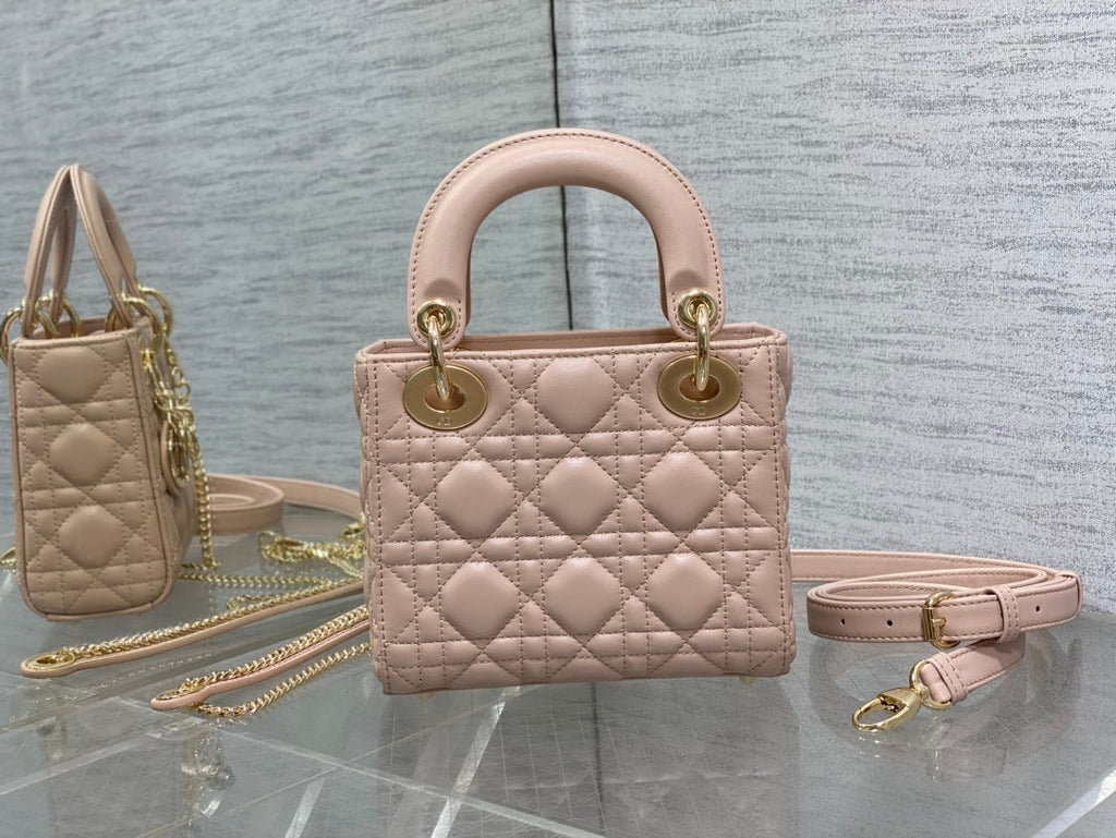 Mini Lady Dior Bag M0505 Powder Pink Cannage Lambskin - Default Title - View 3