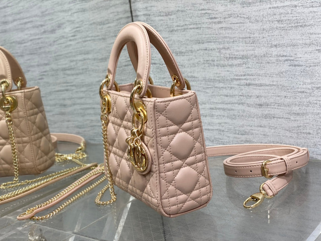 Mini Lady Dior Bag M0505 Powder Pink Cannage Lambskin - Default Title - View 4
