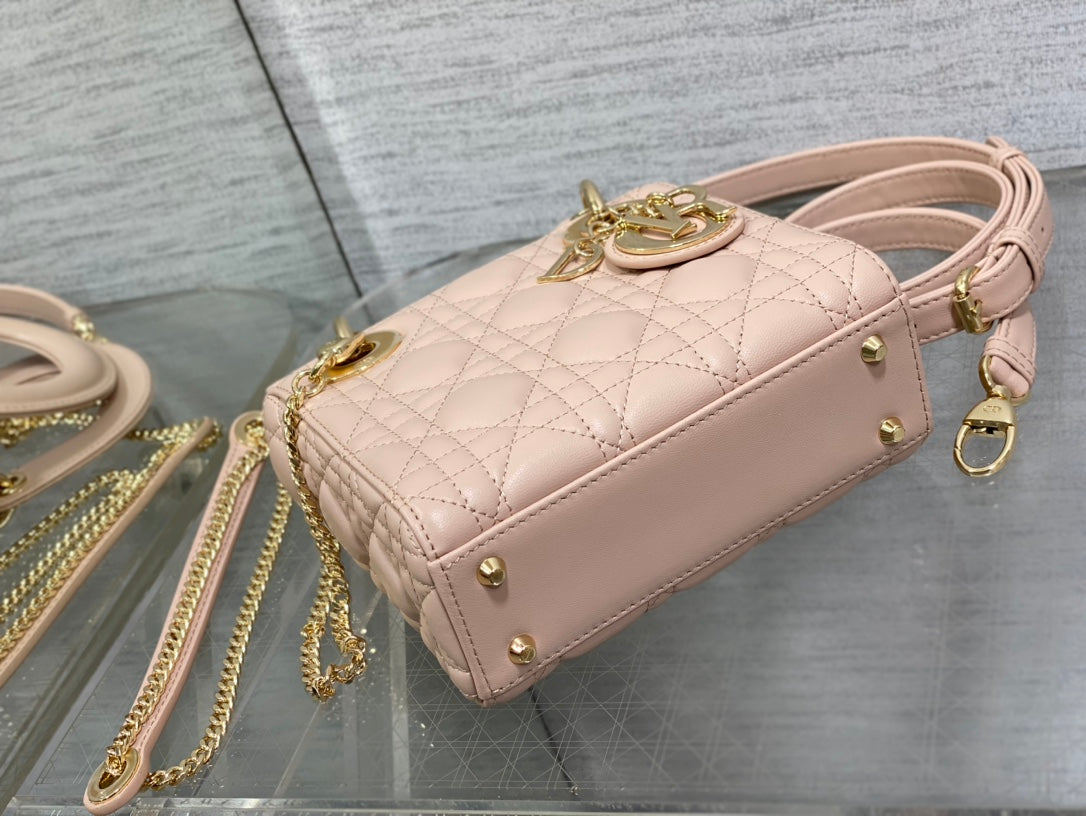 Mini Lady Dior Bag M0505 Powder Pink Cannage Lambskin - Default Title - View 5