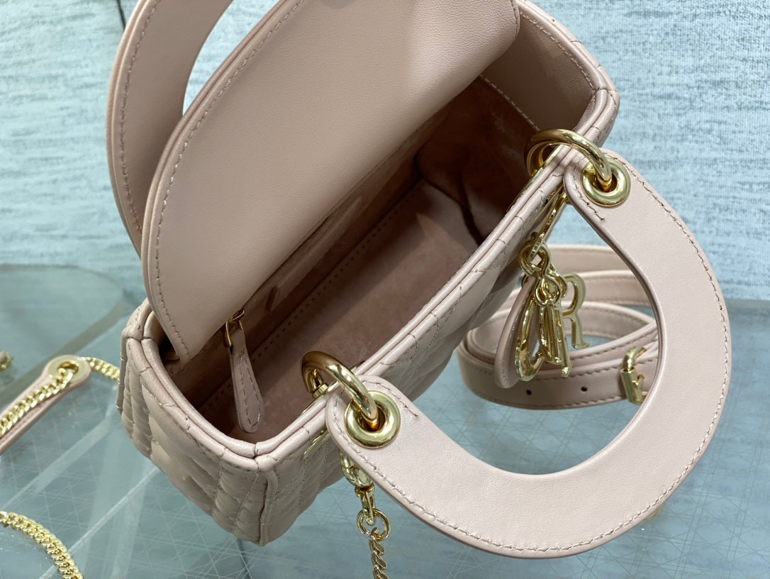 Mini Lady Dior Bag M0505 Powder Pink Cannage Lambskin - Default Title - View 6