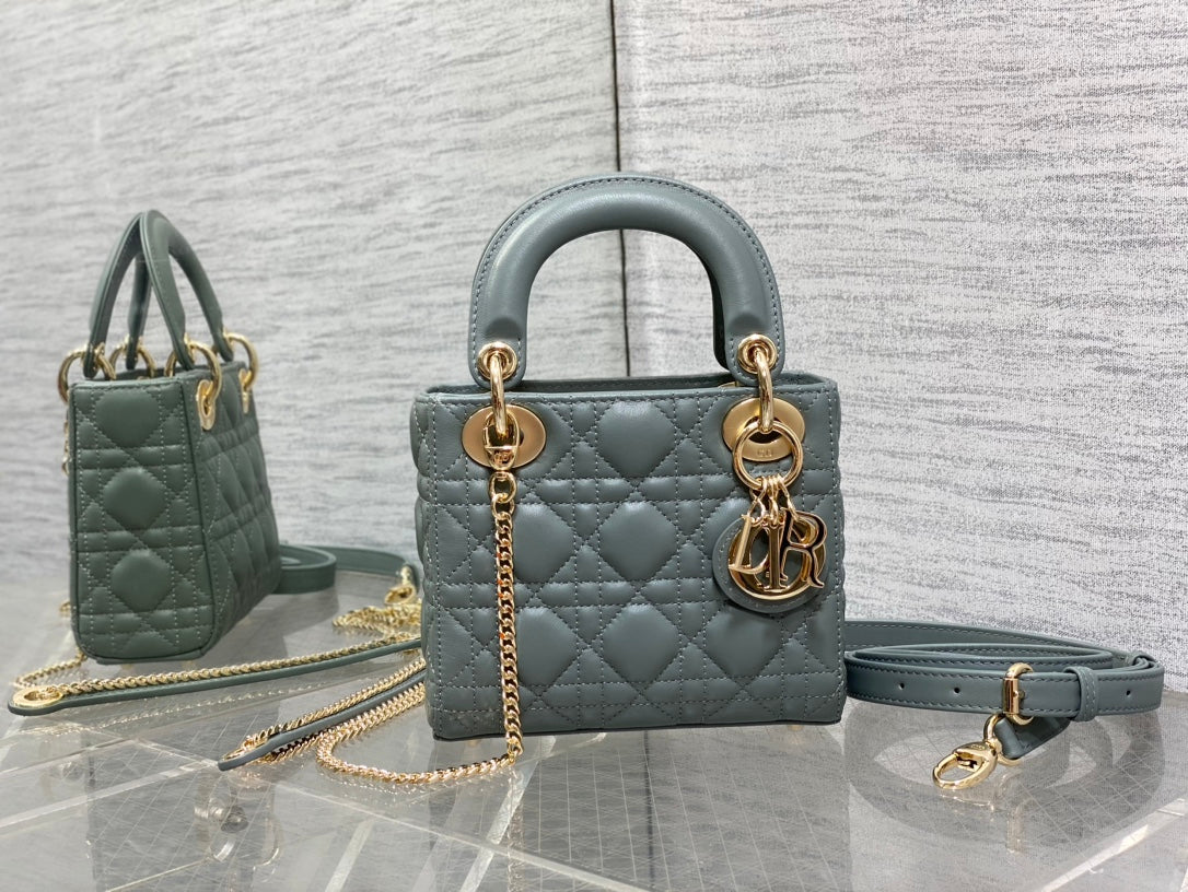 Mini Lady Dior Bag M0505 Green Cannage Lambskin - Default Title - View 2
