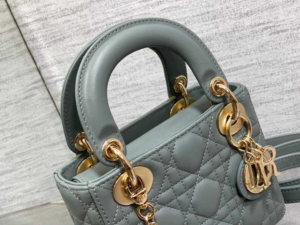 Mini Lady Dior Bag M0505 Green Cannage Lambskin - Default Title - View 3