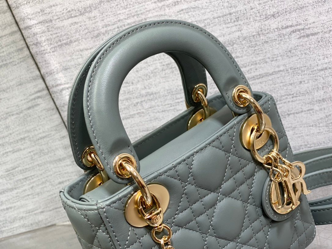 Mini Lady Dior Bag M0505 Green Cannage Lambskin - Default Title - View 3