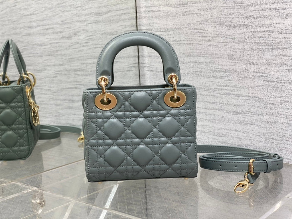 Mini Lady Dior Bag M0505 Green Cannage Lambskin - Default Title - View 6
