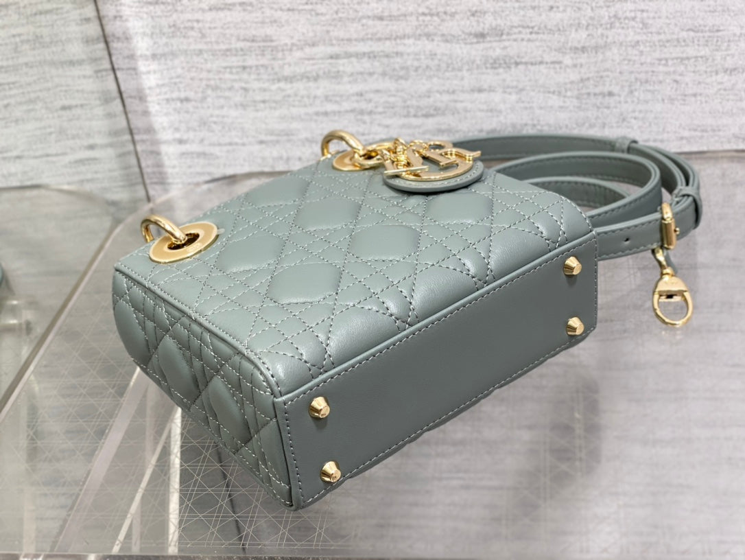 Mini Lady Dior Bag M0505 Green Cannage Lambskin - Default Title - View 7