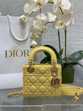 Mini Lady Dior Bag M0505 Yellow Cannage Lambskin - Default Title - View 1