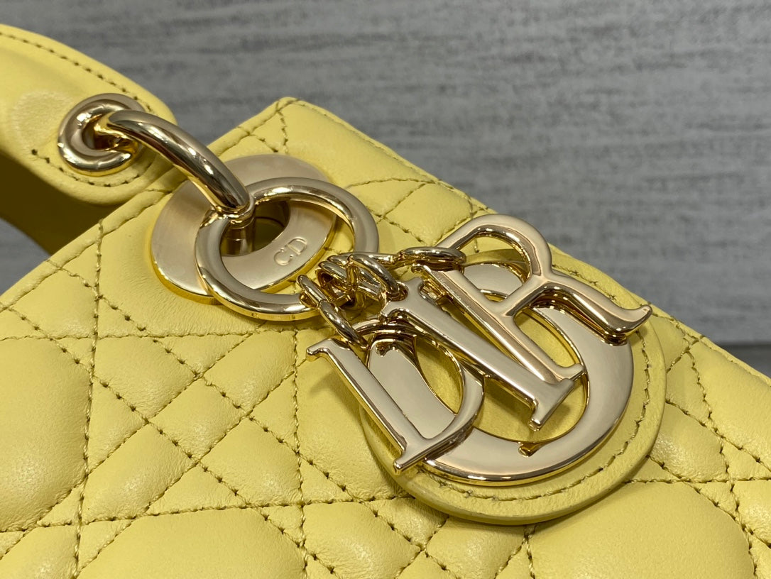 Mini Lady Dior Bag M0505 Yellow Cannage Lambskin - Default Title - View 4