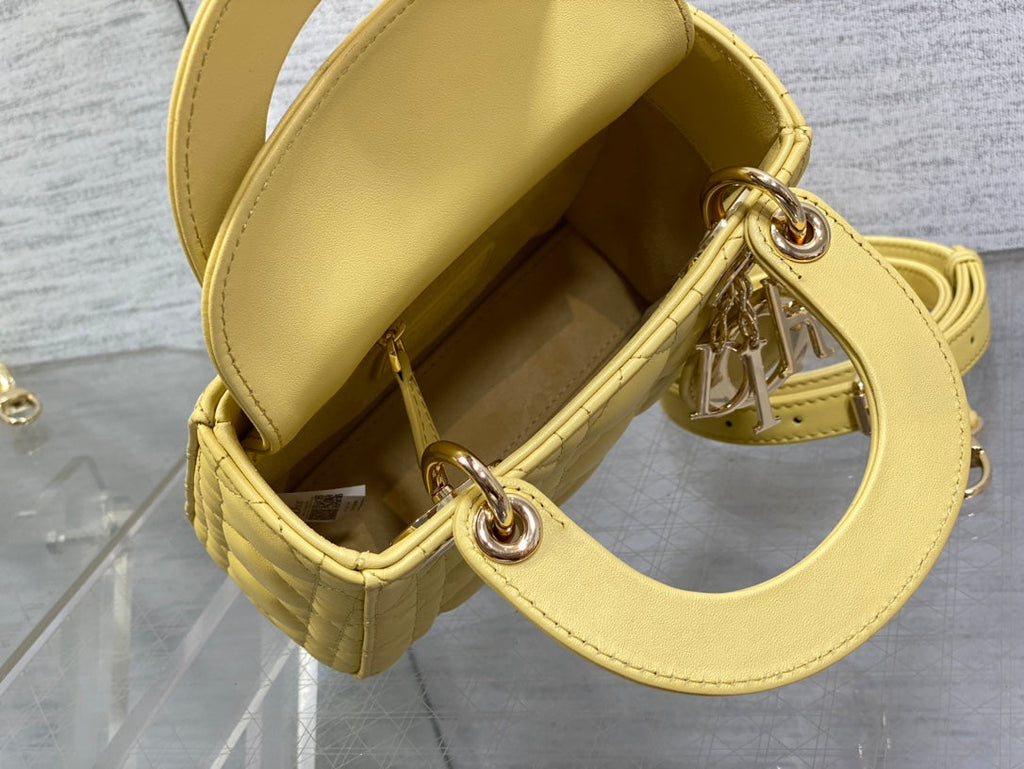 Mini Lady Dior Bag M0505 Yellow Cannage Lambskin - Default Title - View 8