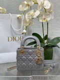 Mini Lady Dior Bag M0505 Gray Cannage Lambskin - Default Title - View 1