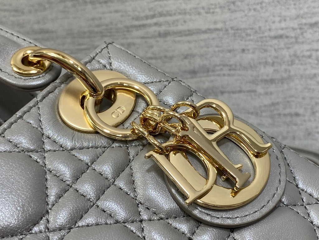 Mini Lady Dior Bag M0505 Gray Cannage Lambskin - Default Title - View 3