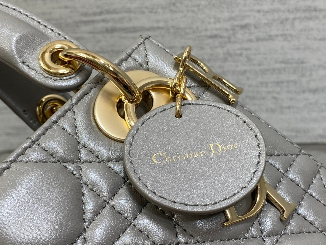 Mini Lady Dior Bag M0505 Gray Cannage Lambskin - Default Title - View 4