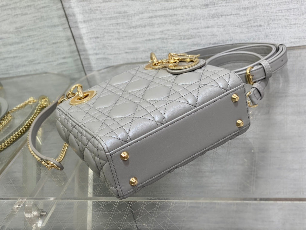 Mini Lady Dior Bag M0505 Gray Cannage Lambskin - Default Title - View 7
