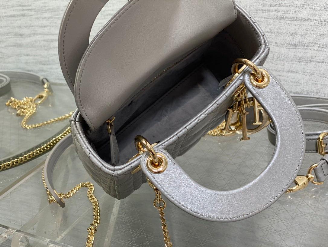 Mini Lady Dior Bag M0505 Gray Cannage Lambskin - Default Title - View 8