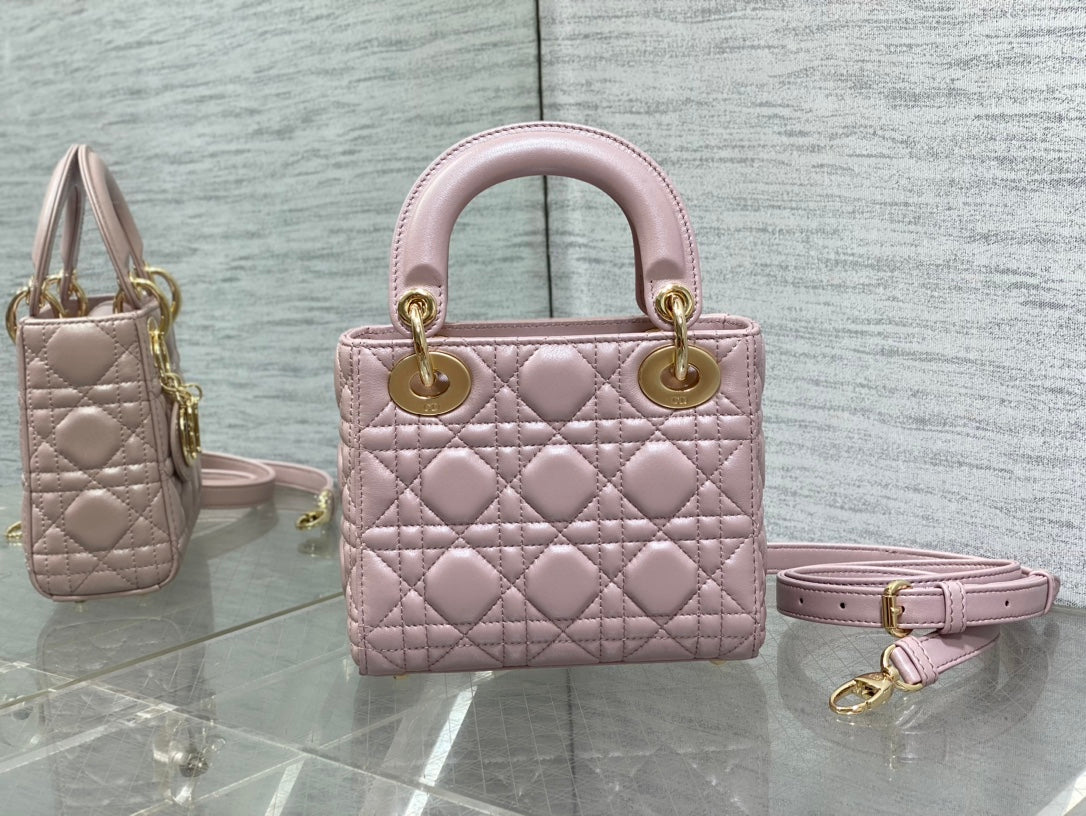 Mini Lady Dior Bag M0505 Blush Cannage Lambskin - Default Title - View 5