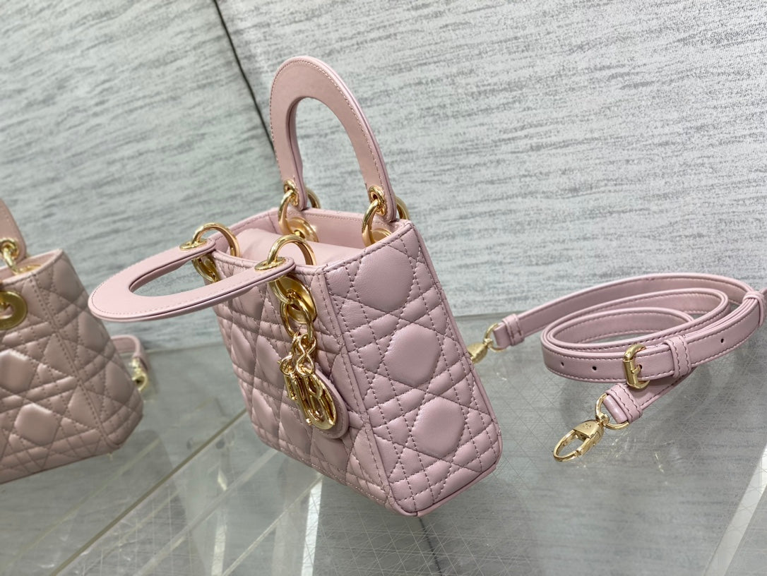 Mini Lady Dior Bag M0505 Blush Cannage Lambskin - Default Title - View 6