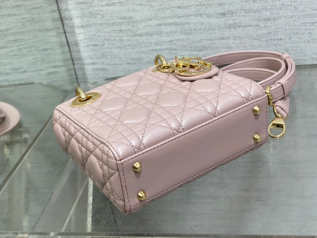 Mini Lady Dior Bag M0505 Blush Cannage Lambskin - Default Title - View 7