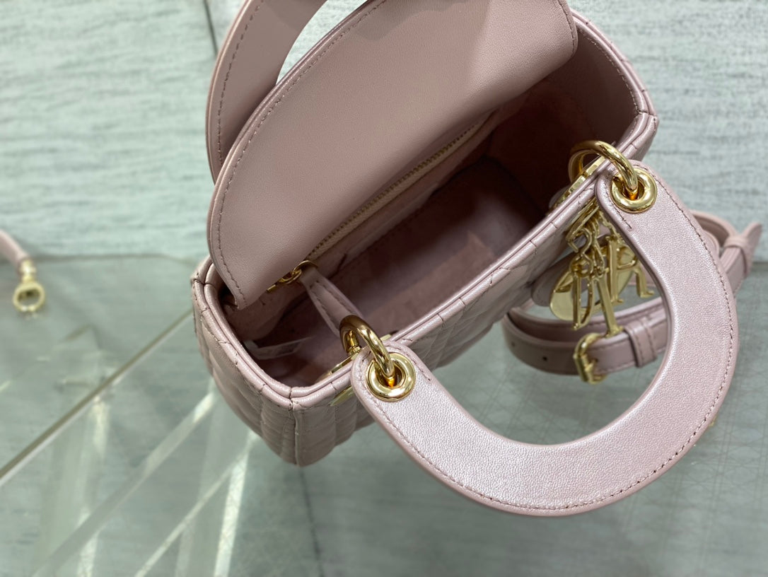 Mini Lady Dior Bag M0505 Blush Cannage Lambskin - Default Title - View 8