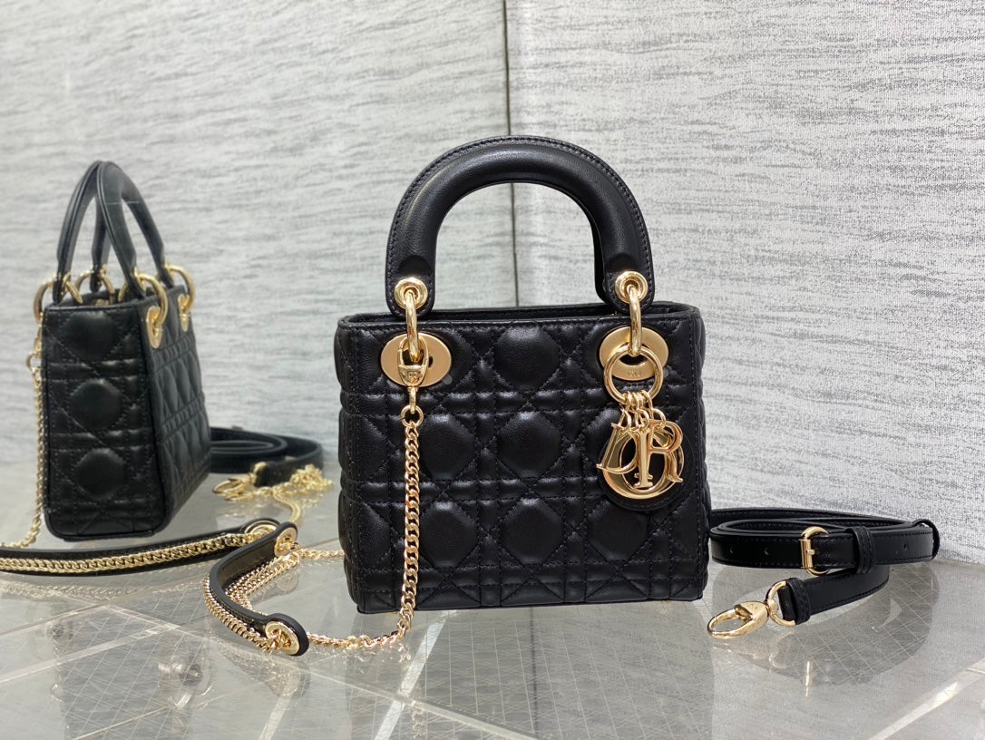 Mini Lady Dior Bag M0505 Black Cannage Lambskin - Default Title - View 2