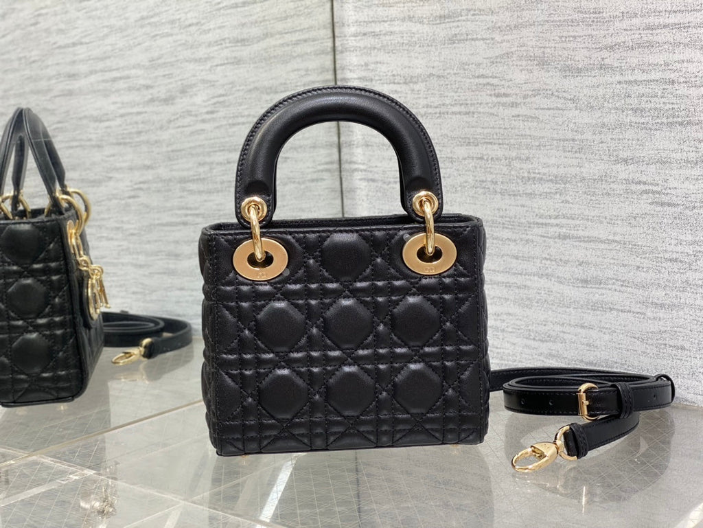 Mini Lady Dior Bag M0505 Black Cannage Lambskin - Default Title - View 3