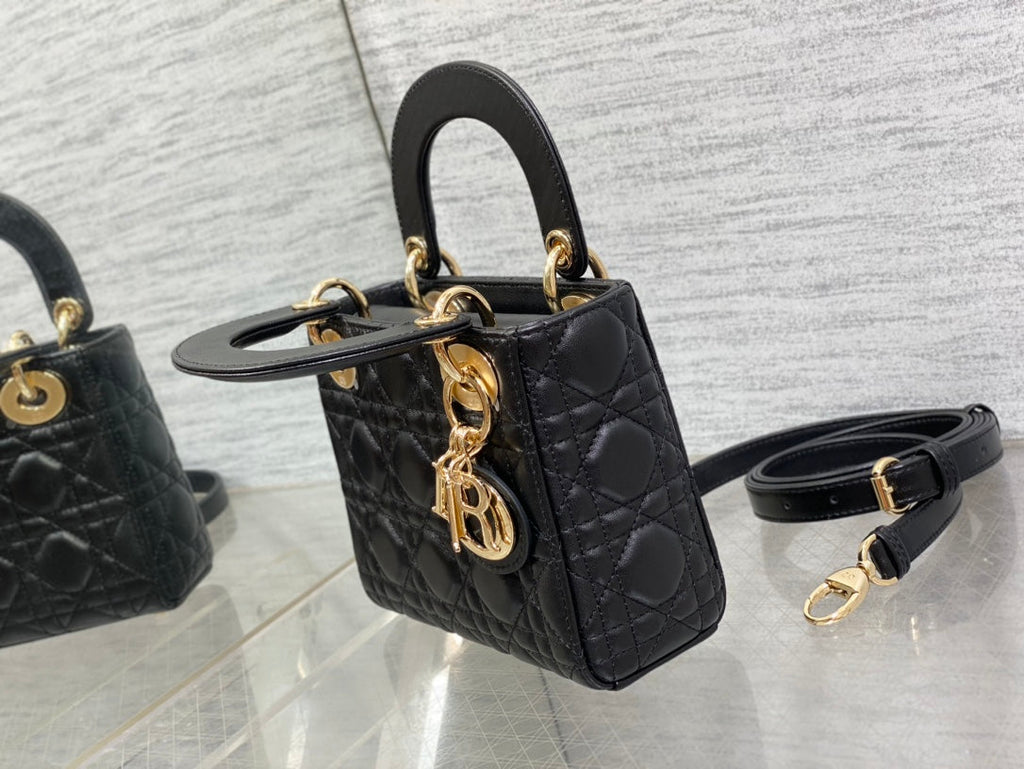 Mini Lady Dior Bag M0505 Black Cannage Lambskin - Default Title - View 4