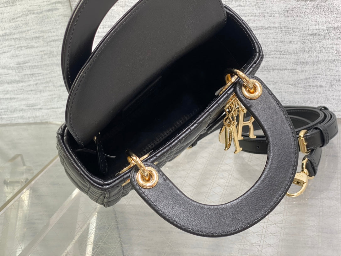Mini Lady Dior Bag M0505 Black Cannage Lambskin - Default Title - View 8