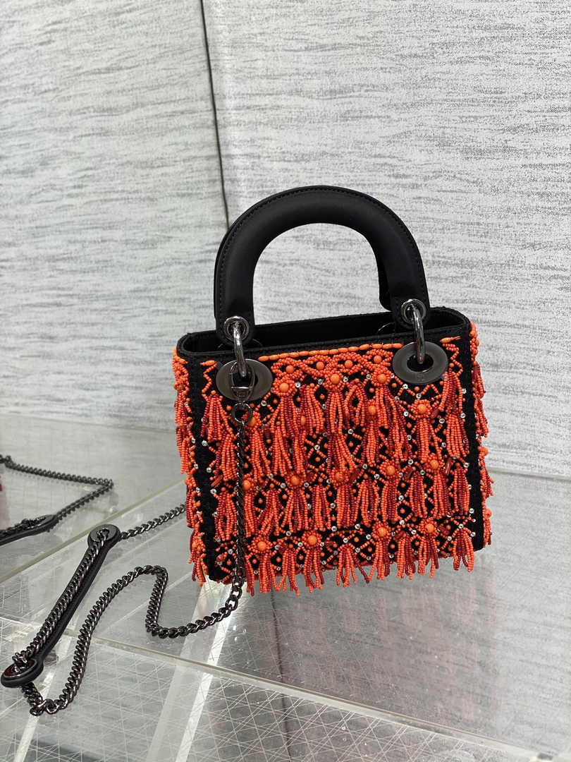 Mini Lady Dior Bag M0505 Red Lambskin M921 - Default Title - View 3