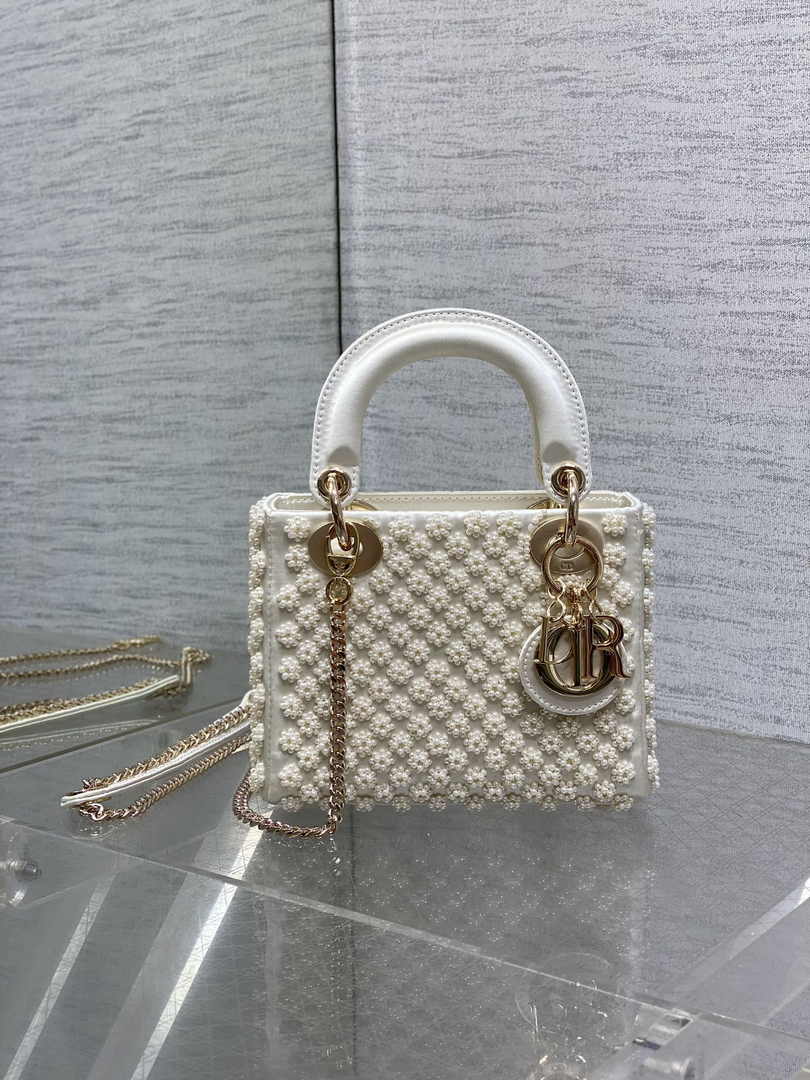 Mini Lady Dior Bag M0505 White Lambskin M910 - Default Title - View 2