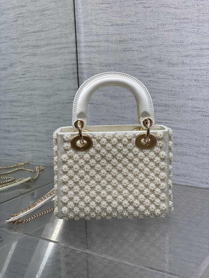 Mini Lady Dior Bag M0505 White Lambskin M910 - Default Title - View 4