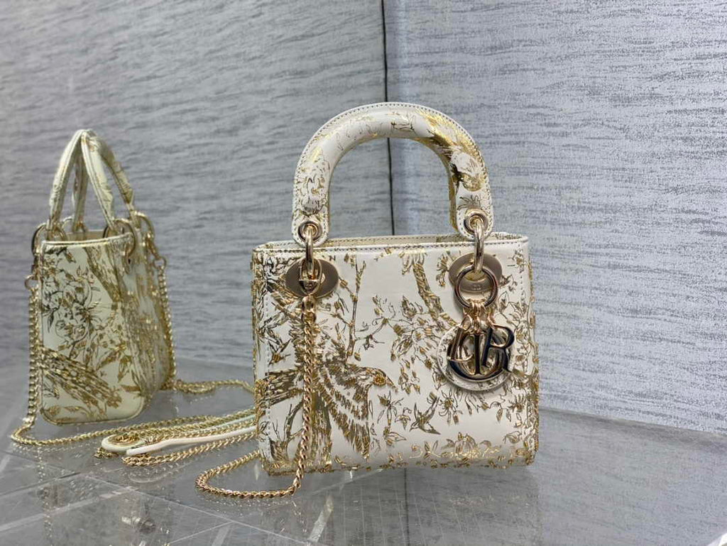 Mini Lady Dior Bag M0505 White Lambskin M913 - Default Title - View 2