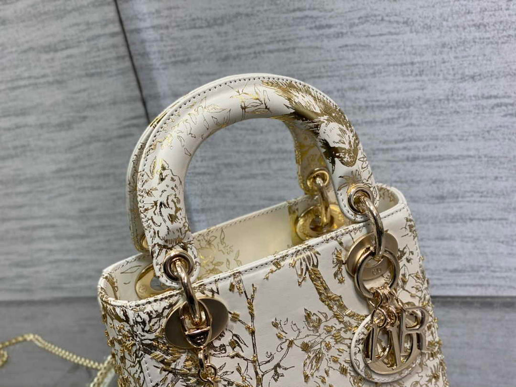 Mini Lady Dior Bag M0505 White Lambskin M913 - Default Title - View 4