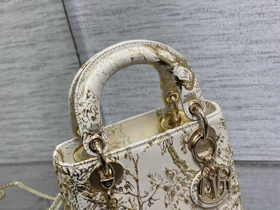 Mini Lady Dior Bag M0505 White Lambskin M913 - Default Title - View 4
