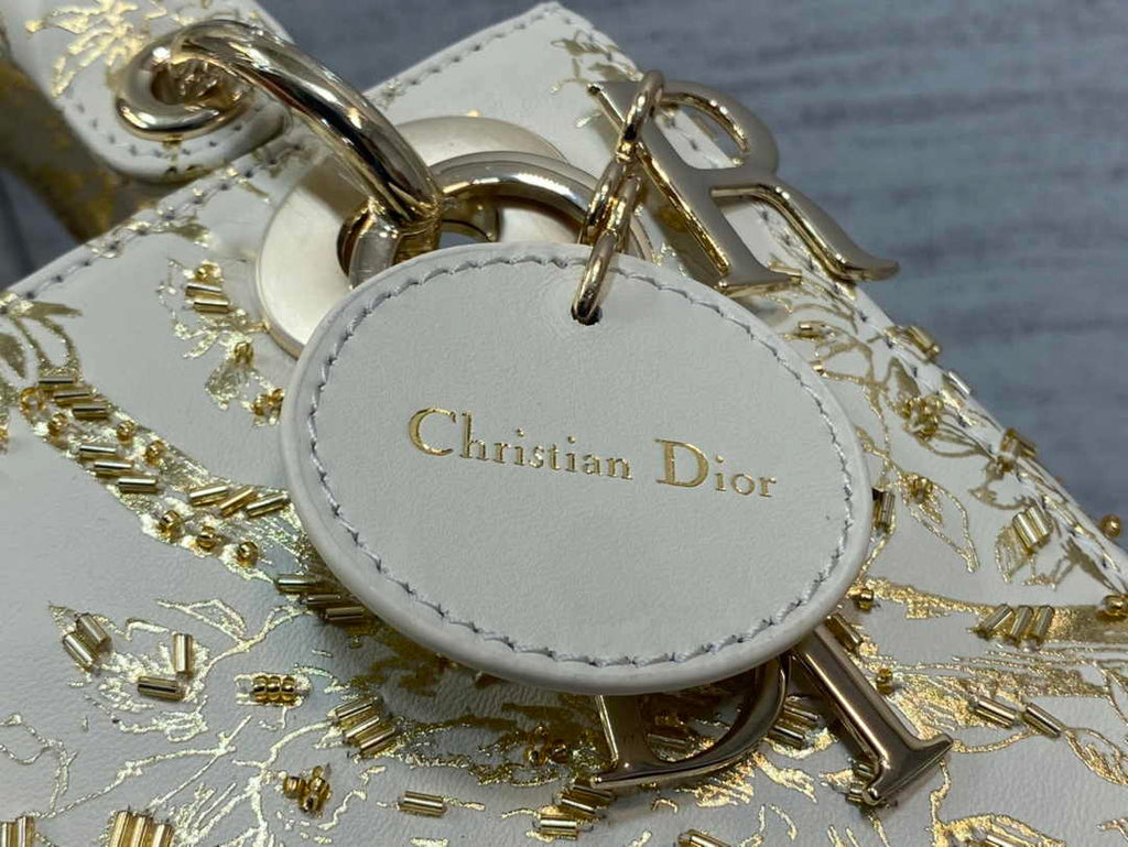 Mini Lady Dior Bag M0505 White Lambskin M913 - Default Title - View 6