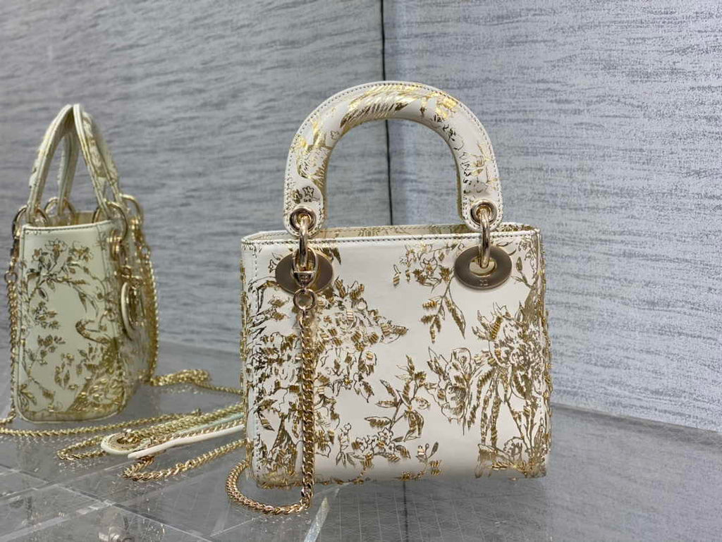 Mini Lady Dior Bag M0505 White Lambskin M913 - Default Title - View 3