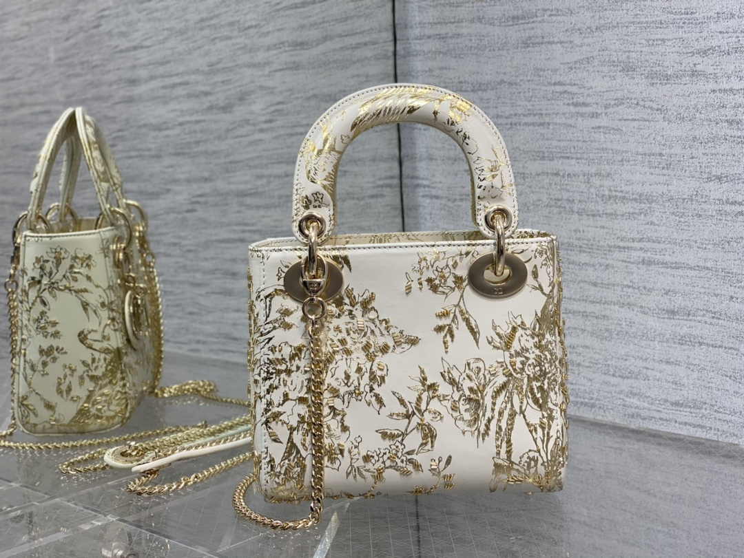 Mini Lady Dior Bag M0505 White Lambskin M913 - Default Title - View 3