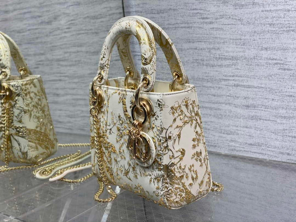 Mini Lady Dior Bag M0505 White Lambskin M913 - Default Title - View 7
