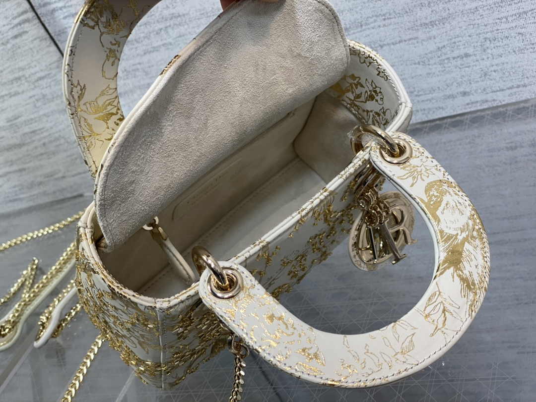 Mini Lady Dior Bag M0505 White Lambskin M913 - Default Title - View 9