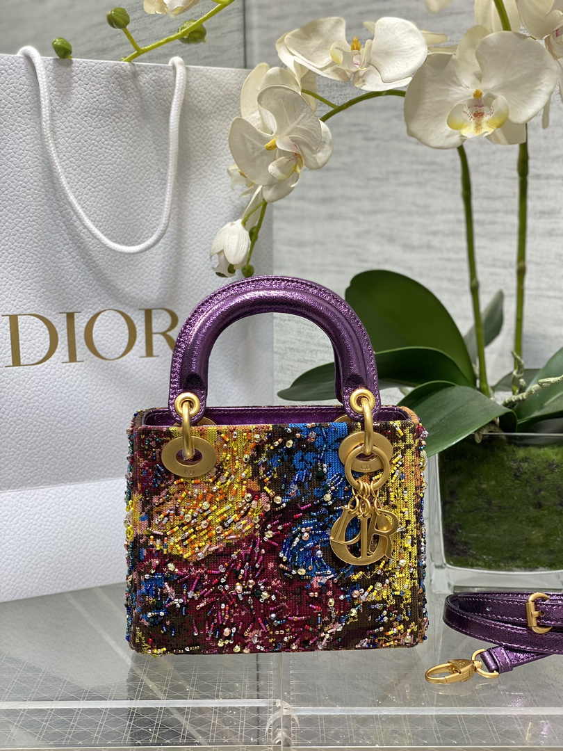 Mini Lady Dior Bag M0505 Purple Lambskin M912 - Default Title - View 1