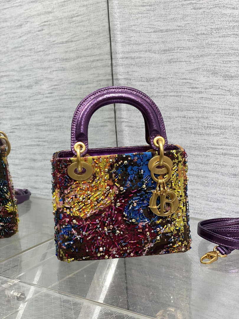 Mini Lady Dior Bag M0505 Purple Lambskin M912 - Default Title - View 2