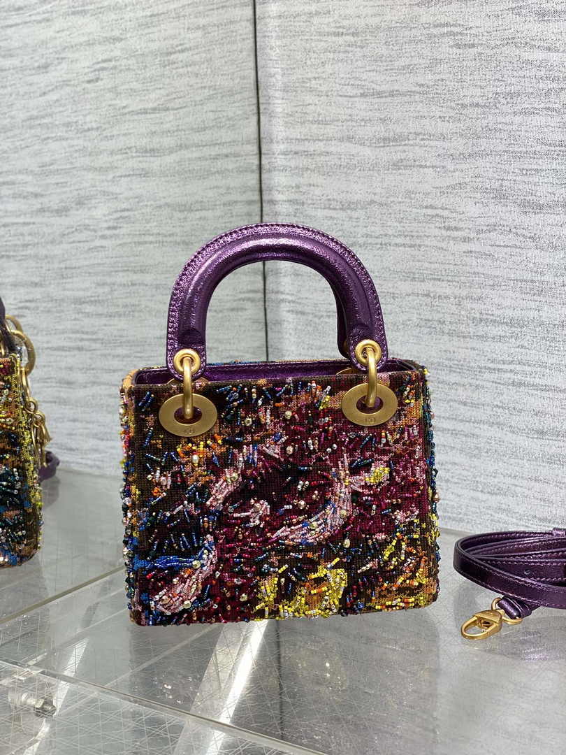 Mini Lady Dior Bag M0505 Purple Lambskin M912 - Default Title - View 3
