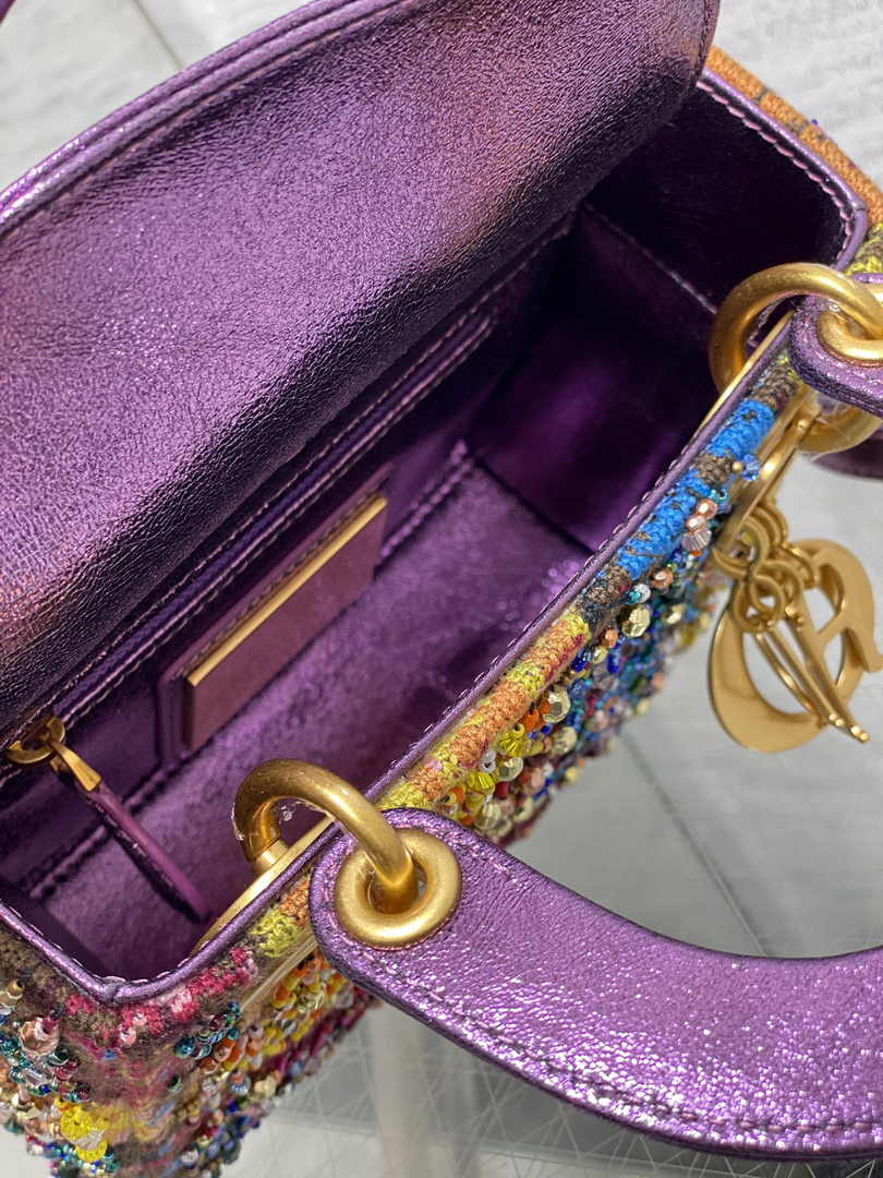 Mini Lady Dior Bag M0505 Purple Lambskin M912 - Default Title - View 6