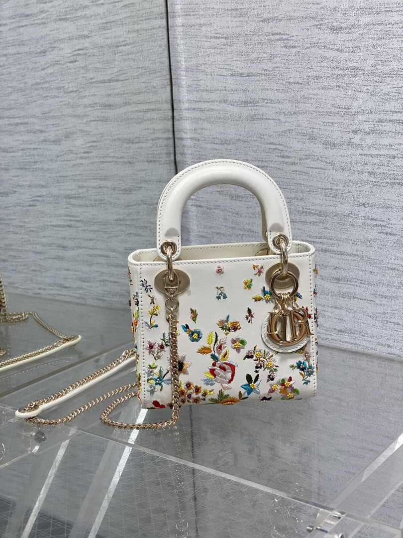 Mini Lady Dior Bag M0505 White Lambskin M914 - Default Title - View 2