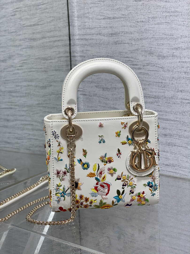 Mini Lady Dior Bag M0505 White Lambskin M914 - Default Title - View 3