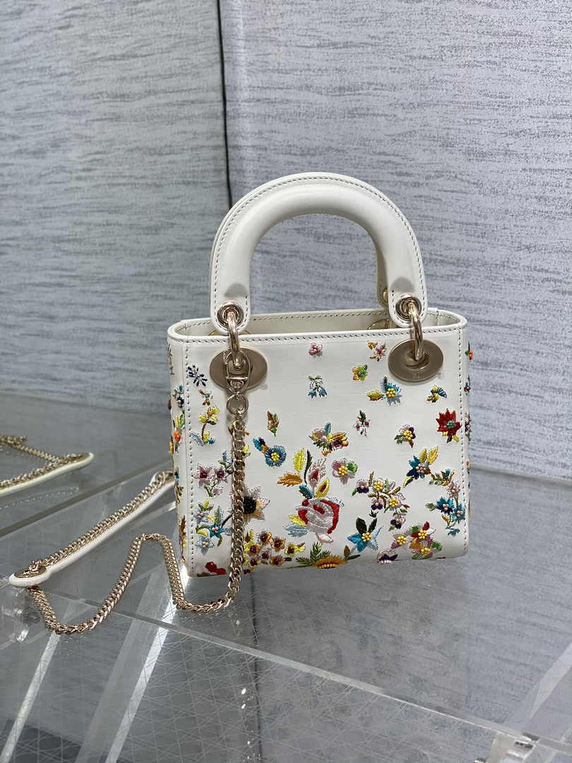 Mini Lady Dior Bag M0505 White Lambskin M914 - Default Title - View 5
