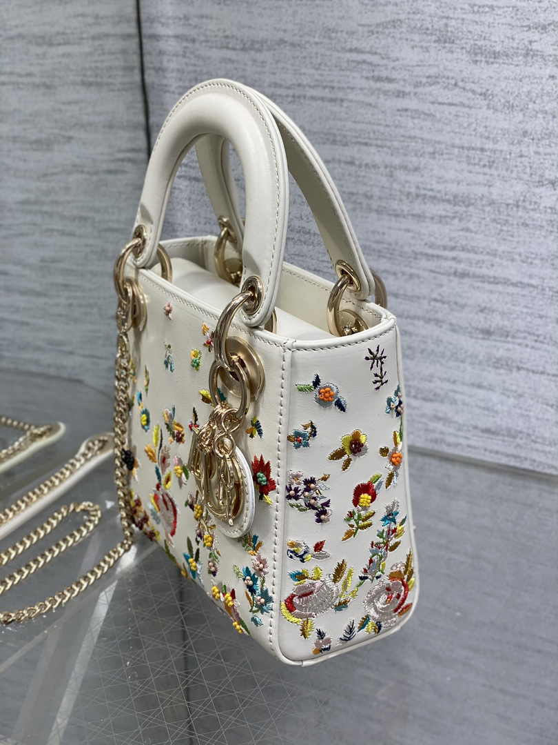 Mini Lady Dior Bag M0505 White Lambskin M914 - Default Title - View 6