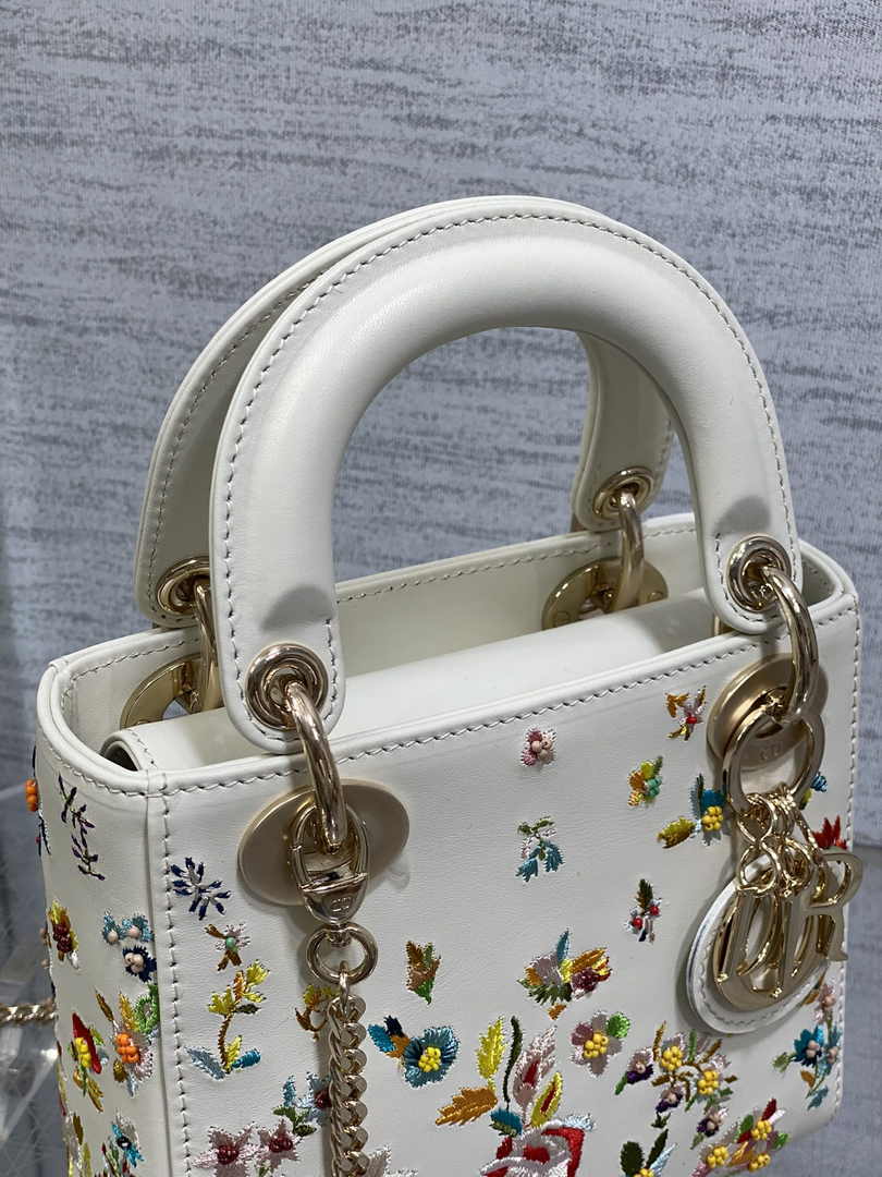 Mini Lady Dior Bag M0505 White Lambskin M914 - Default Title - View 7