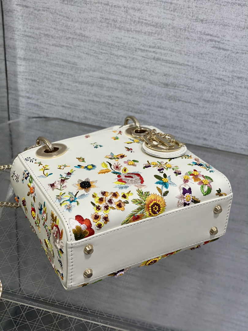 Mini Lady Dior Bag M0505 White Lambskin M914 - Default Title - View 8