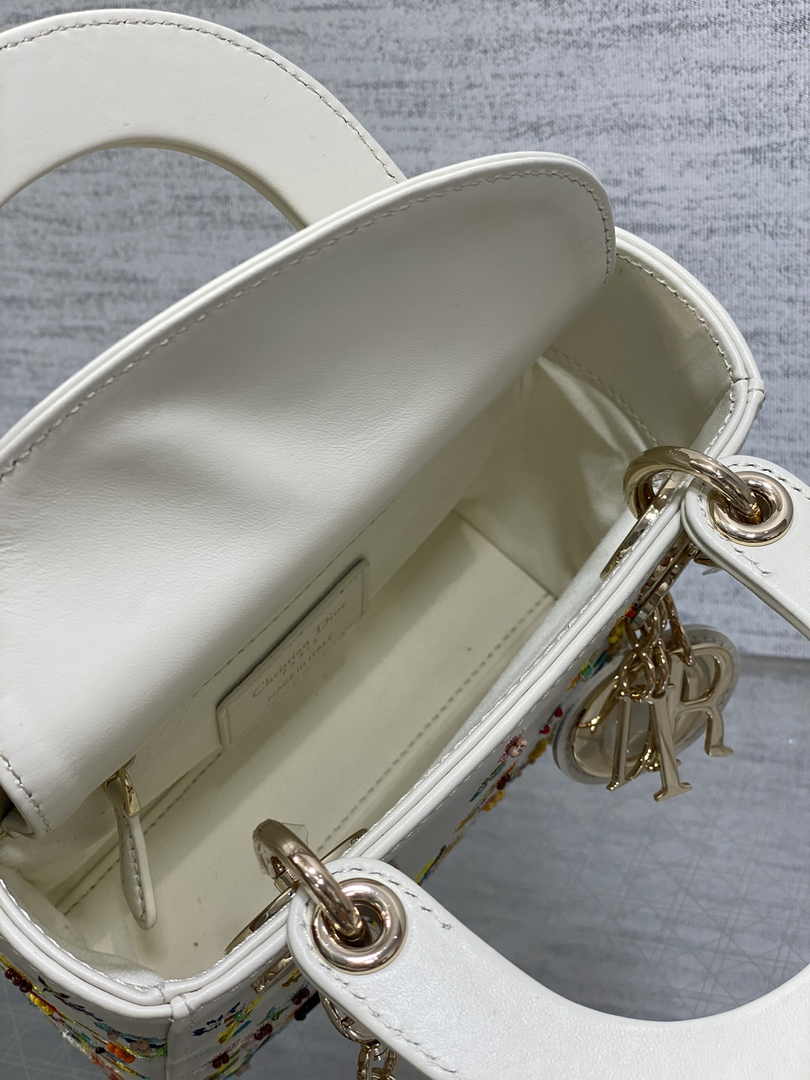 Mini Lady Dior Bag M0505 White Lambskin M914 - Default Title - View 9