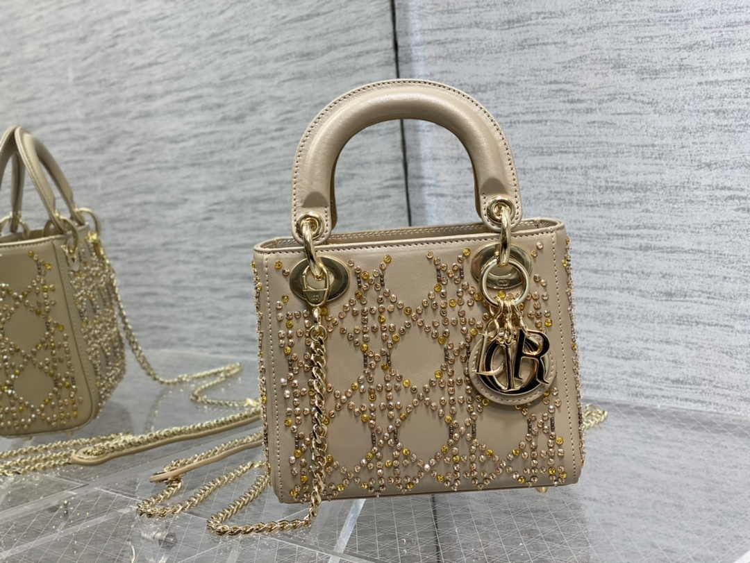 Mini Lady Dior Bag M0505 Apricot Lambskin M916 - Default Title - View 3